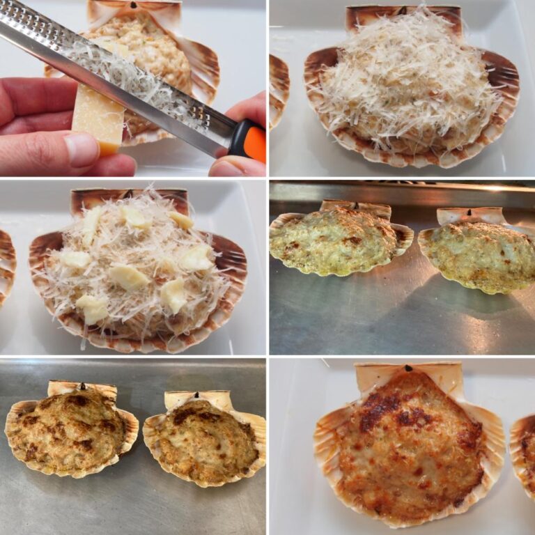 Manjar: Vieiras gratinadas con salsa bechamel